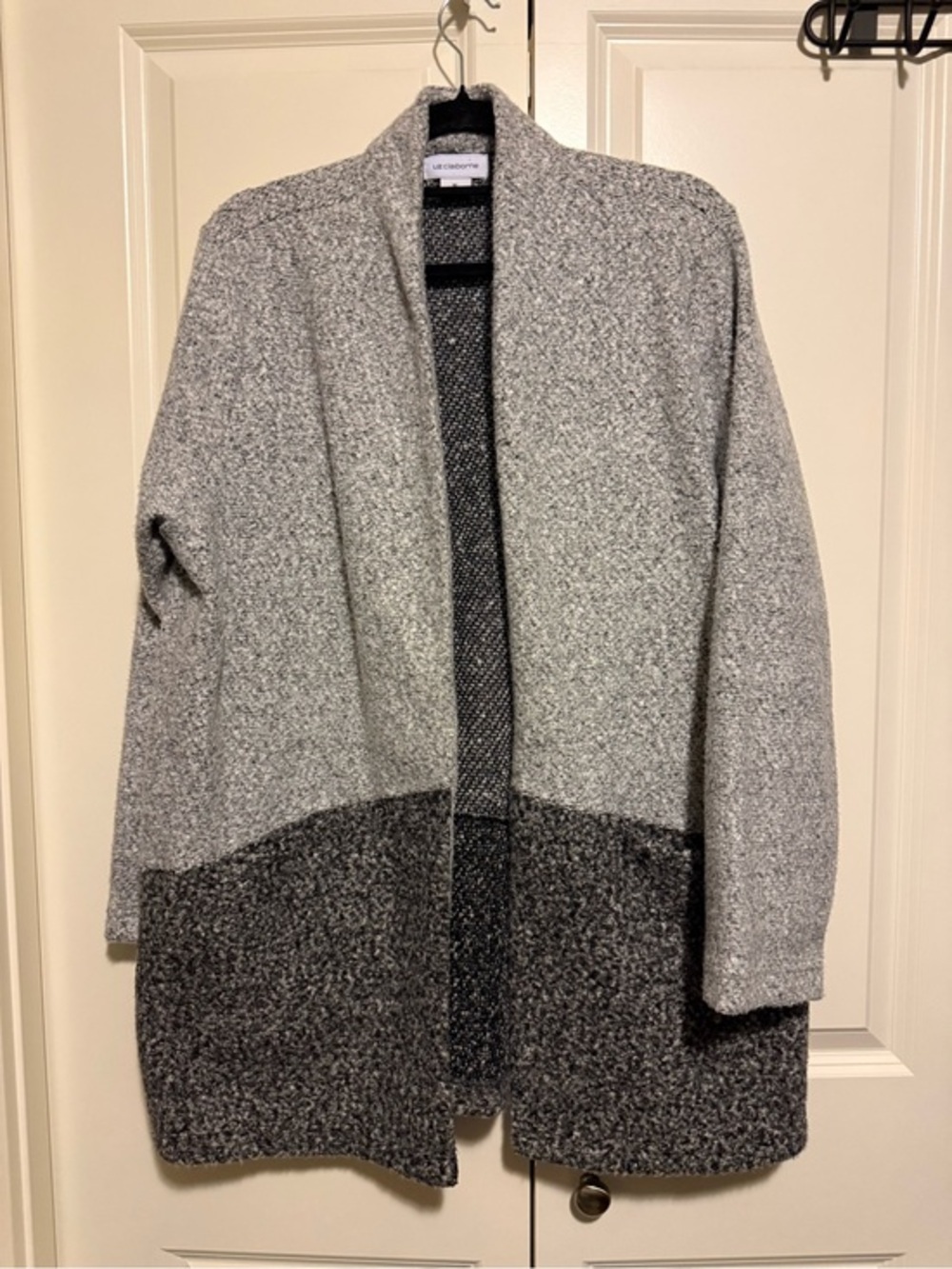 Liz Claiborne Two-Tone Gray Open Cardigan Coat